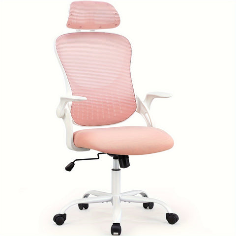 OLIXIS Ergonomic Office Desk Computer Chair, High Back Comfy Swivel Home Gaming Mesh Chairs with Wheels, Adjustable Headrest, Comfortable Lumbar Support, Flip-up Arms, 144° Tilt for Study