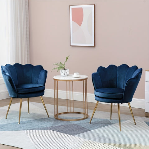 Petal Chair 2 Piece Set, Upholstered Velvet Accent Chair