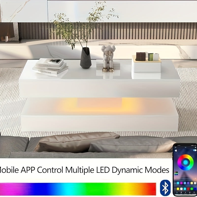 LED Coffee Table with 2 Storage Drawers