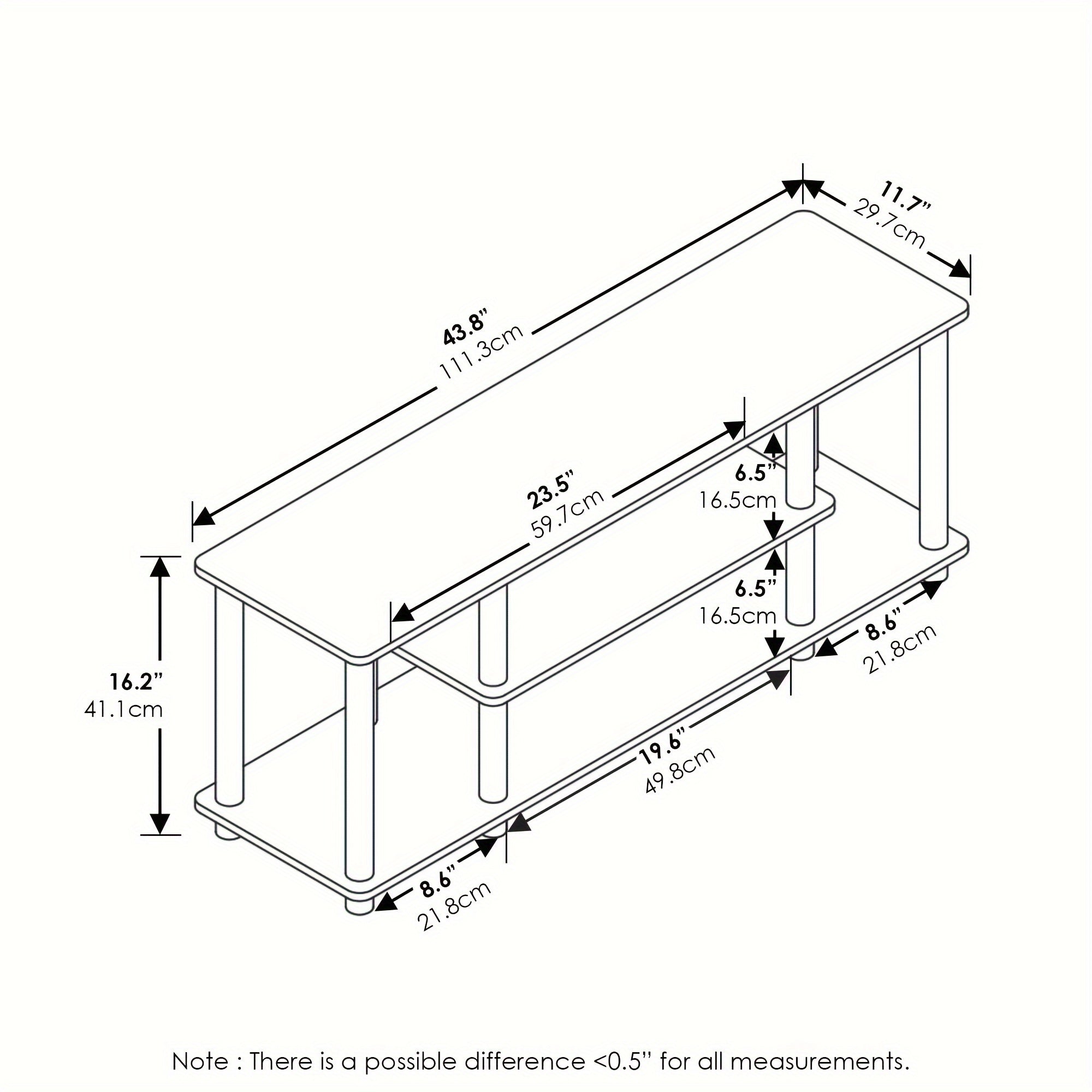 Up To 50 Inch 3D 3-Tier No Tools Entertainment Stand