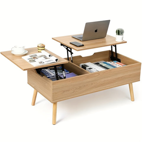 Double Lift Top Coffee Table with Separate and Hidden Storage Compartment