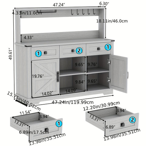 Kitchen Buffet Cabinet with Hutch