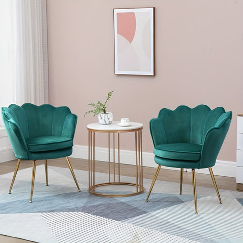 Petal Chair 2 Piece Set, Upholstered Velvet Accent Chair