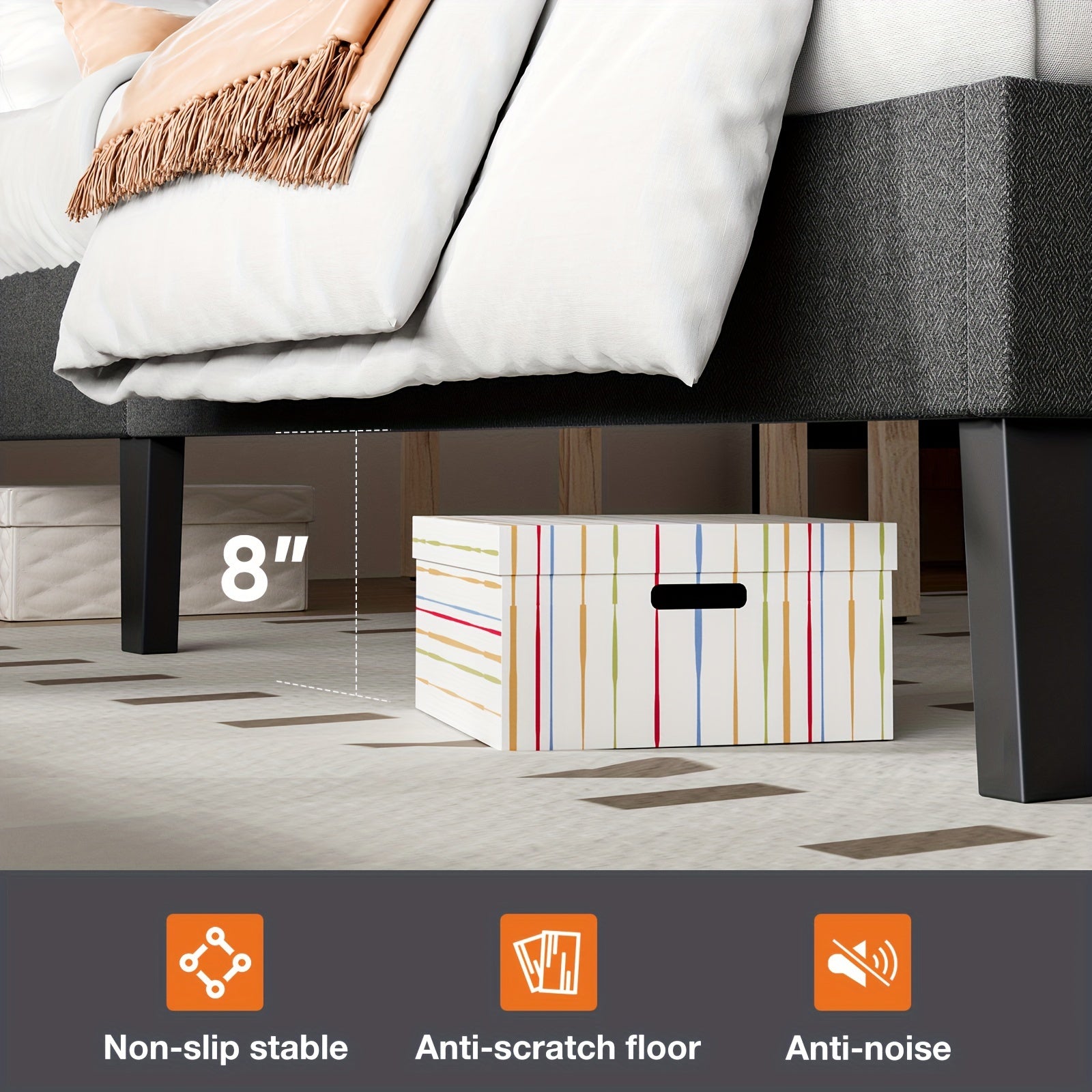 Bed Frame with Headboard, No Box Spring Needed