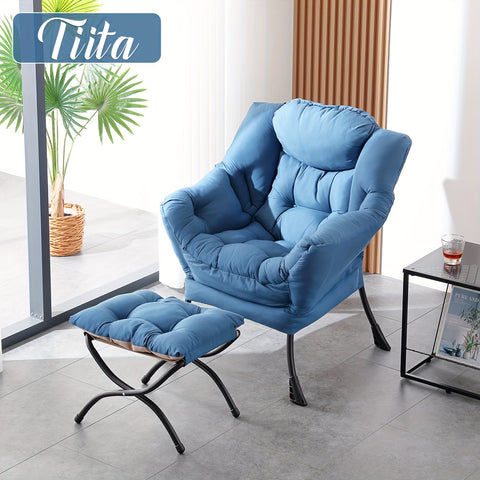 Tiita Lazy Chair with Ottoman, Modern Large Accent Lounge Chair