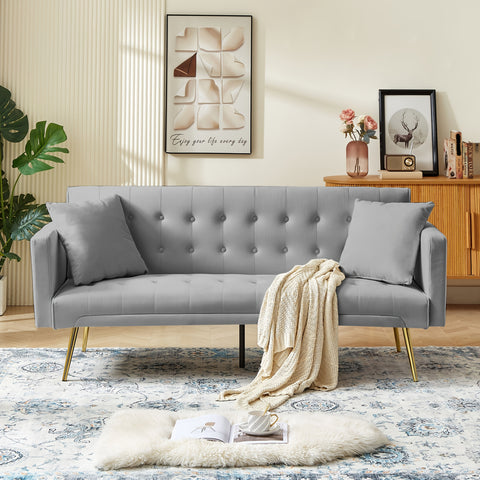 Velvet Convertible Sofa Bed with Metal Frame