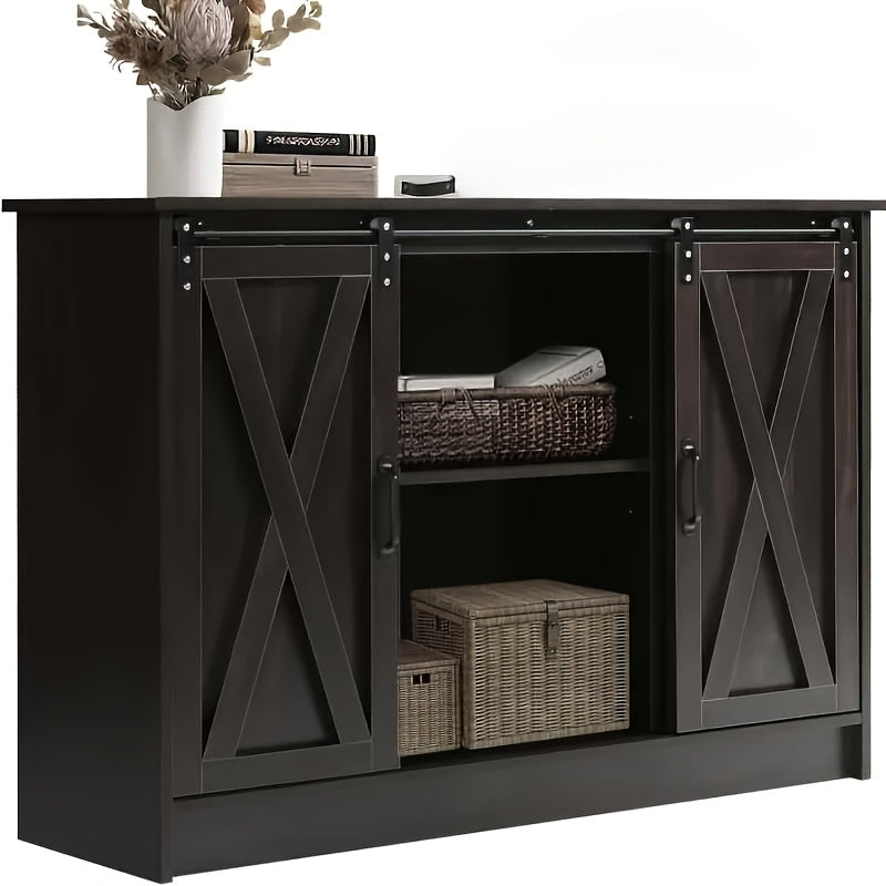 Coffee Bar Cabinet with Sliding Barn Door